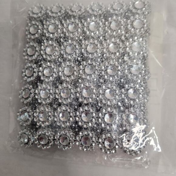 Silver Rhinestone Flower Embellishments - Picture 2 of 8